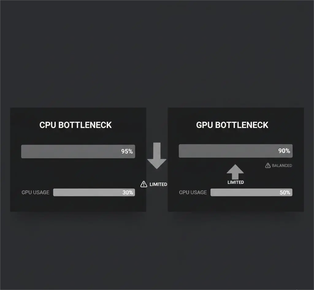 CPU bottleneck vs GPU bottleneck usage comparison